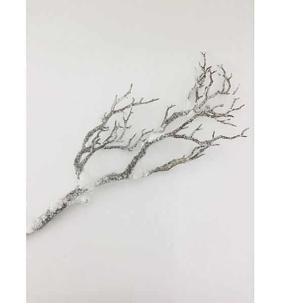 Umělá zimní větvička zasněžená GASPER, 70 cm, bílá