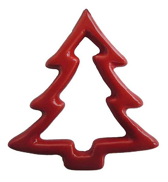 Vánoční ozdoba  závěsný stromek STARDECO keramický, červený 6,9cm