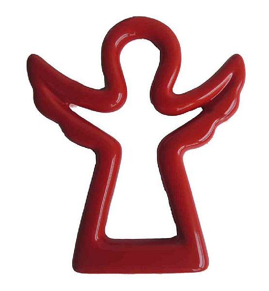 Vánoční ozdoba závěsný andílek STARDECO keramický, červený 7,4 cm