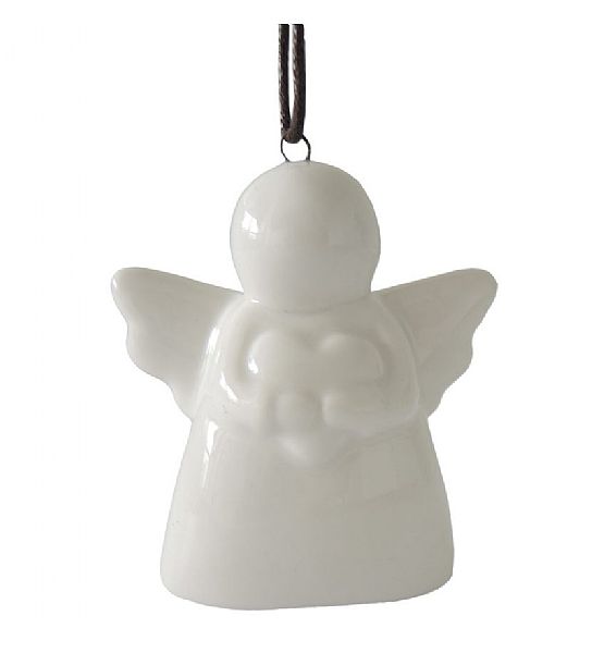 Vánoční dekorace anděl STARDECO keramika bílý 7cm