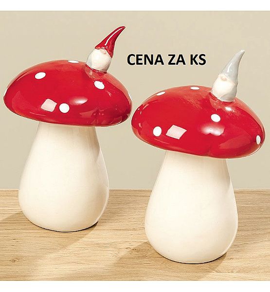 Vánoční dekorace muchomůrka BOLTZE keramika výška 13cm (cena za ks)