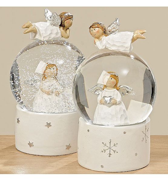 Vánoční sněžítko anděl BOLTZE, výška 17 cm, průměr 10cm (cena za ks)