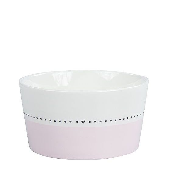 Miska Bastion Collections s růžovým pruhem černými tečkami a srdíčkem keramika 550ml, 13,5cm