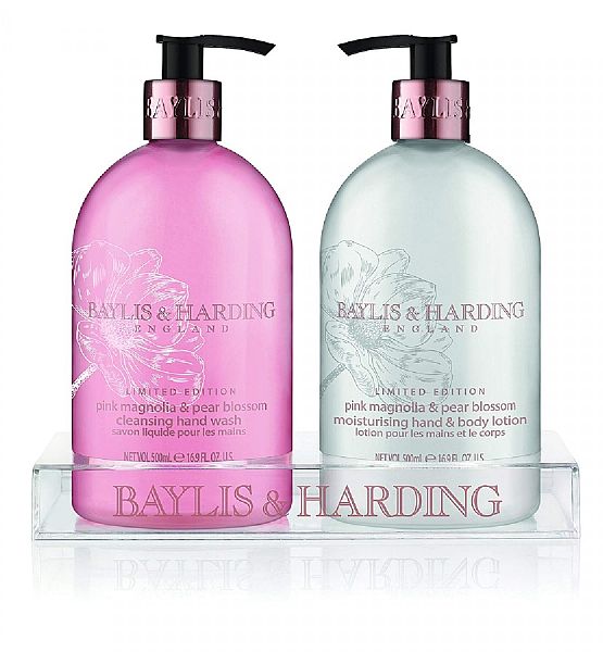 Dámská kosmetická dárková sada Baylis & Harding - Růžová magnólie a Hruškový květ 2x500m