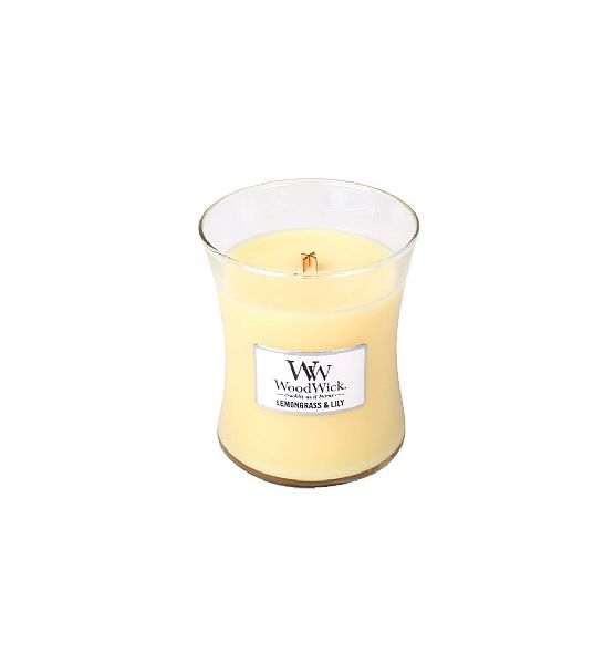 Vonná svíčka WoodWick - Lemongrass & Lily 275g/55 - 65 hod, 10x11 cm
