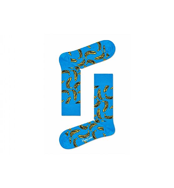 Modré ponožky Happy Socks s banány, vzor Andy Warhol Banana Sock, M-L (41-46)