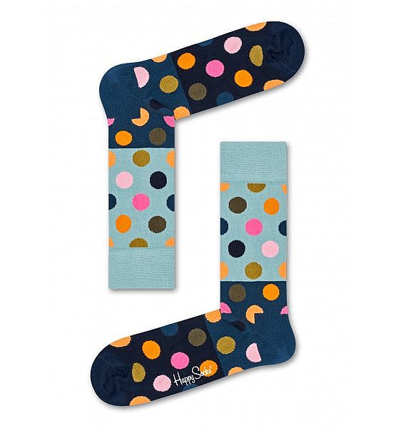 Pánské ponožky Happy Socks s barevnými puntíky, vzor Big Dot Block Sock, M-L (41-46)
