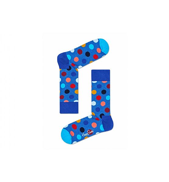 Modré ponožky Happy Socks s barevnými puntíky, vzor Big Dot Sock, M-L (41-46)