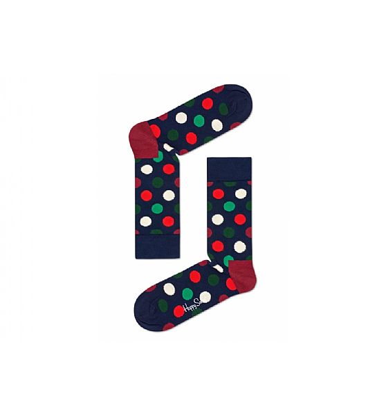 Tmavě modré ponožky Happy Socks s barevnými puntíky, vzor Big Dot Sock, S-M (36-41)
