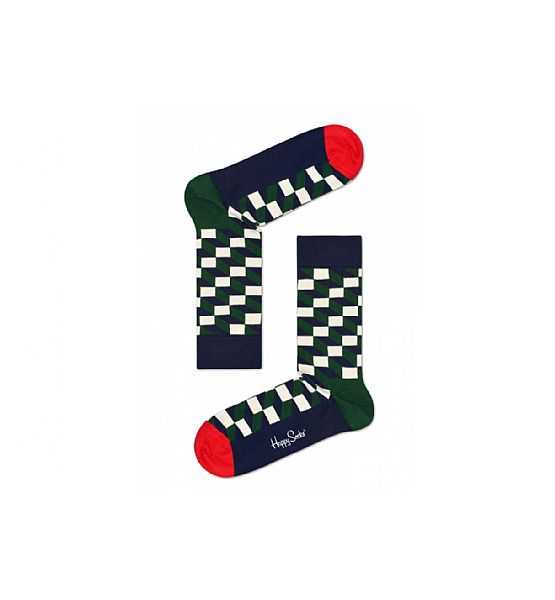 Zeleno-modré ponožky Happy Socks se vzorem Filled Optic Sock, M-L (41-46)