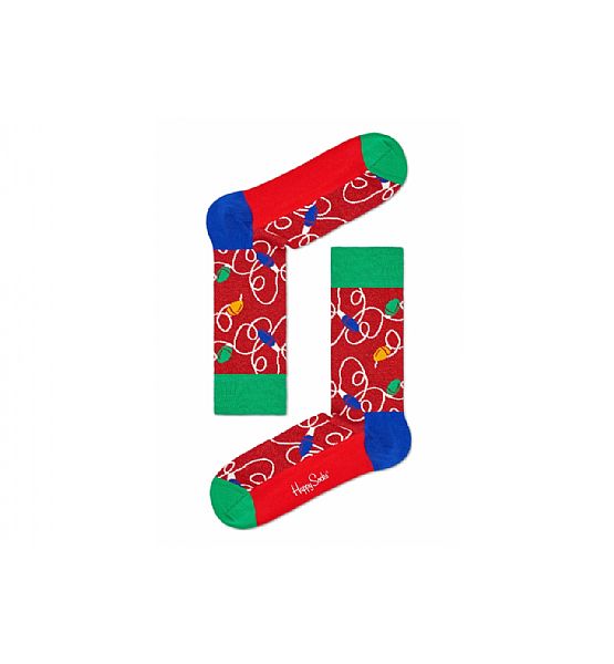 Červené ponožky Happy Socks s vánočním vzorem Holiday lights, S-M (36-41)