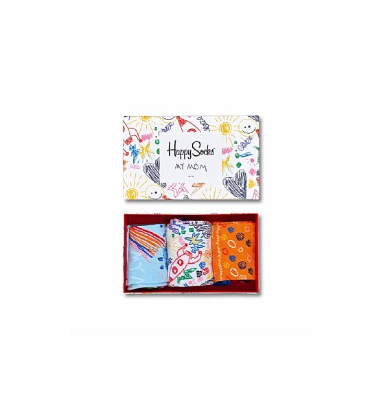 Dárková sada 3 ks ponožek Happy Socks pro maminku, vzor I Love You Mom Gift Box, S-M (36-40)