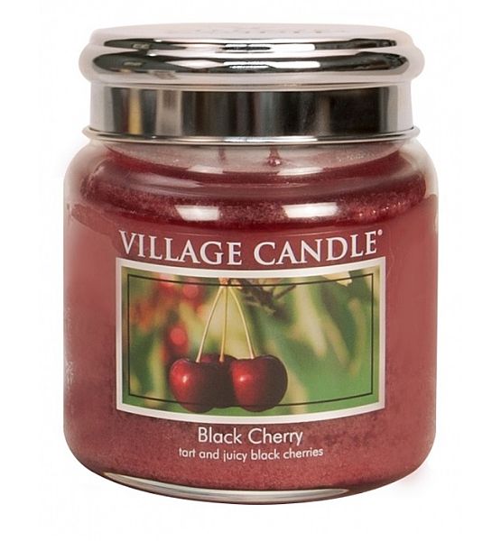 Village Candle Vonná svíčka ve skle Černá třešeň -Black Cherry střední - 390g/105 hodin