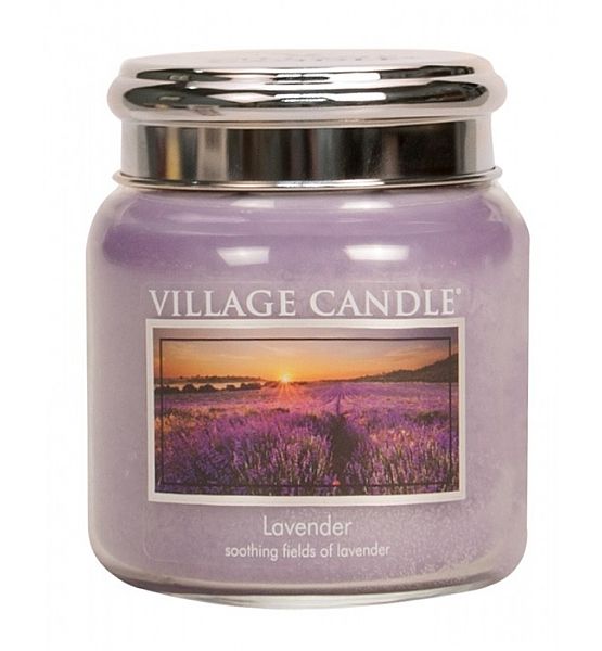 Village Candle Vonná svíčka ve skle, Levandule - Lavender, střední - 390g/105 hodin
