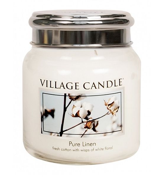 Village Candle Vonná svíčka ve skle Čisté prádlo - Pure Linen střední - 390g/105 hodin
