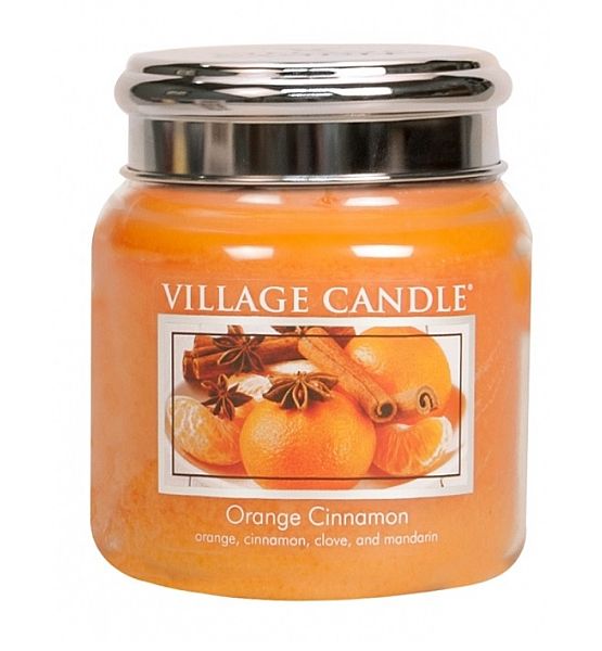 Village Candle Vonná svíčka ve skle, Pomeranč a skořice - Orange Cinnamon, střední - 390g/105 hodin