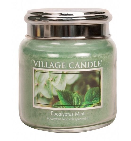 Village Candle Vonná svíčka ve skle Eukalyptus a máta - Eucalyptus mint střední - 390g/105 hodin