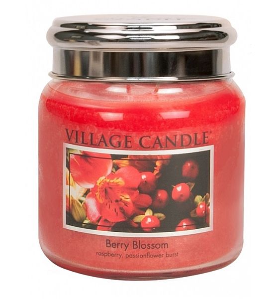 Village Candle Vonná svíčka ve skle, Červené květy - Berry Blossom, střední - 390g/105 hodin