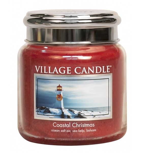 Village Candle Vonná svíčka ve skle, Vánoce v Přístavu - Coastal Christmas, střední - 390g/105 hodin