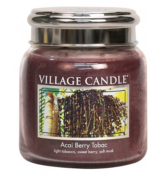Village Candle Vonná svíčka ve skle Tabák a Plody Akai - Acai Berry Tobac střední - 390g/105 hodin