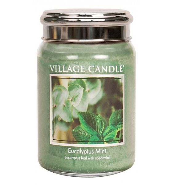 Village Candle Vonná svíčka ve skle, Eukalyptus a máta - Eucalyptus mint, velká - 602g/170 hodin
