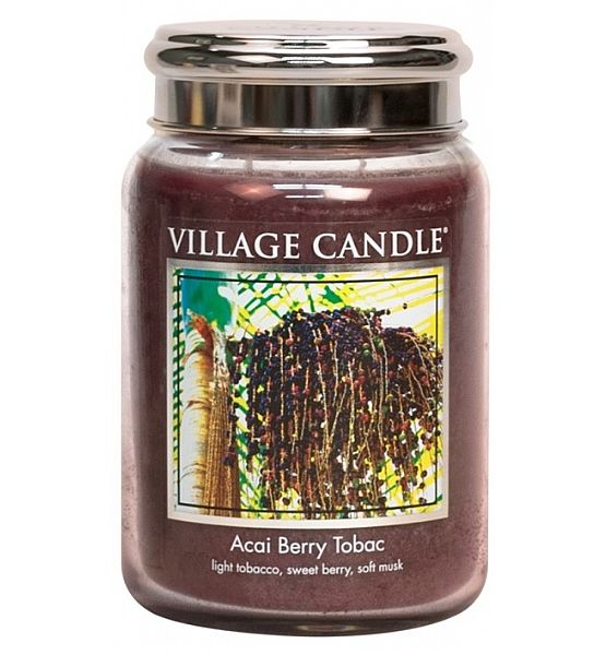 Village Candle Vonná svíčka ve skle, Tabák a Plody Akai - Acai Berry Tobac, velká - 602g/170 hodin