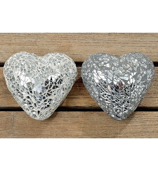 Dekorační srdce MOSAIC Boltze cement sklo 8x8x2,5 cm (cena za ks)