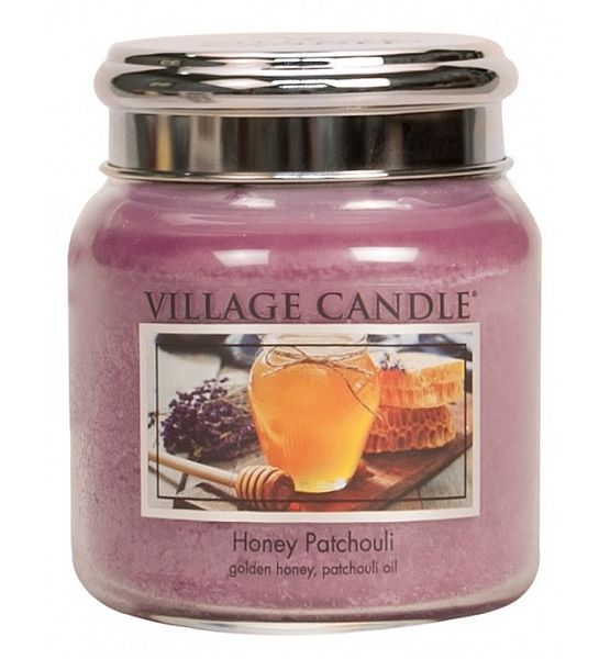 Village Candle Vonná svíčka ve skle, Med a pačuli - Honey Patchouli, 390g/105 hodin