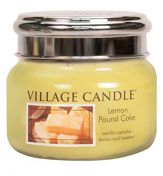Village Candle Vonná svíčka ve skle, Citrónový koláč - Lemon Pound Cake, malá - 262g/55 hodin