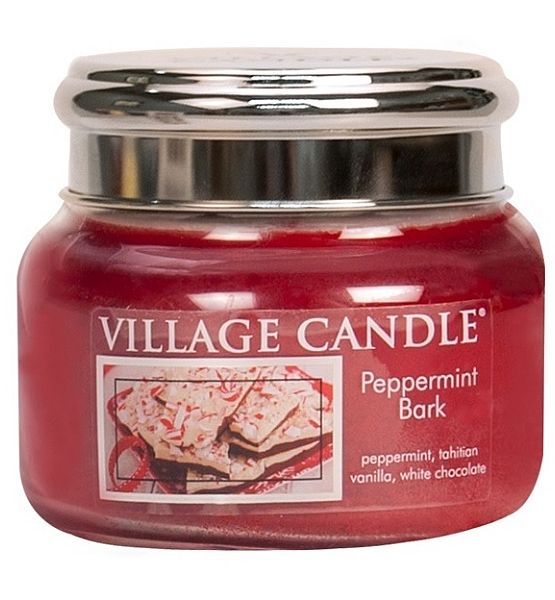 Village Candle Vonná svíčka ve skle, Mátové potěšení - Peppermint bark, malá - 262g/55 hodin
