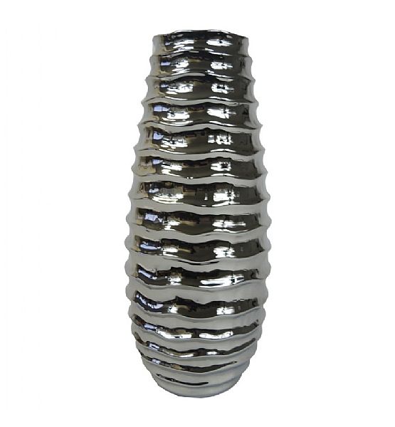 Keramická váza Stardeco stříbrná, výška 41 cm