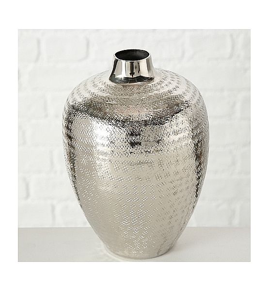 Hliníková váza Boltze Detroit, stříbrná 23cm