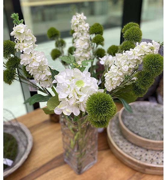 Umělá květina Gasper hortenzie bílá 46cm
