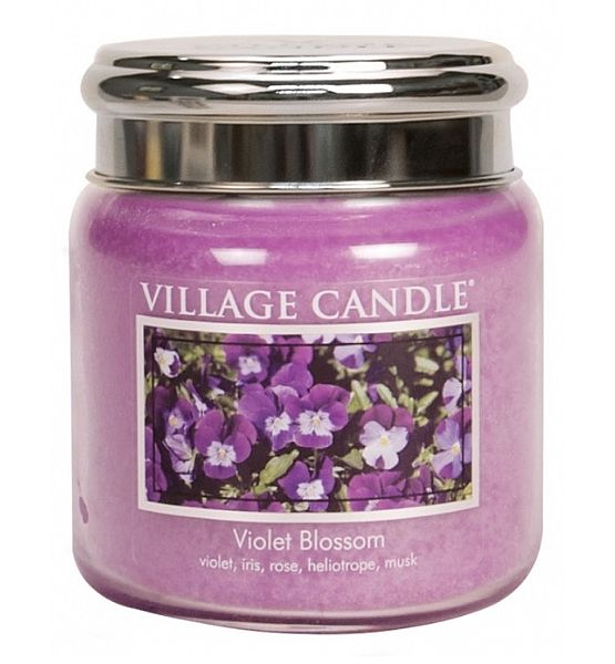 Village Candle Vonná svíčka ve skle Fialky - Violet Blossom střední - 390g/105 hodin