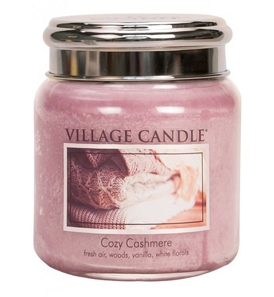 Village Candle Vonná svíčka ve skle Kašmírové pohlazení - Cozy Cashmere střední - 390g/105 hodin