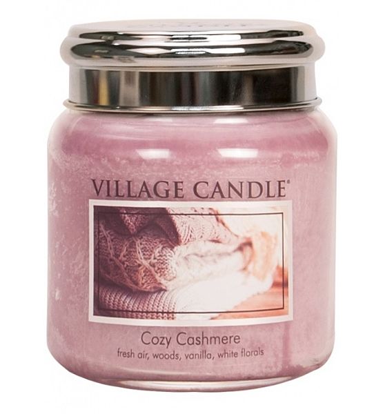 Village Candle Vonná svíčka ve skle Kašmírové pohlazení - Cozy Cashmere střední - 390g/105 hodin