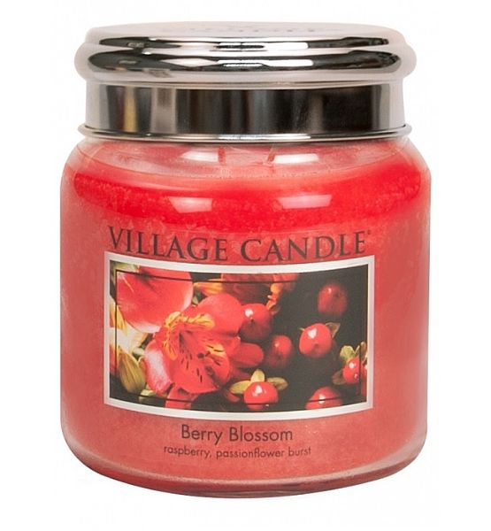 Village Candle Vonná svíčka ve skle Červené květy - Berry Blossom střední - 390g/105 hodin