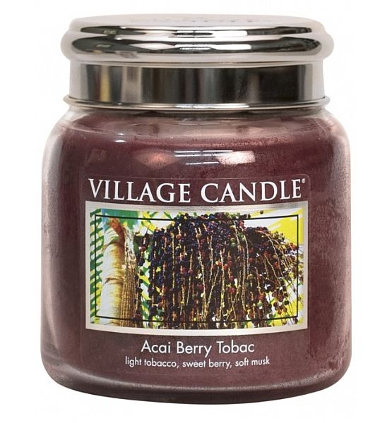 Vonná svíčka Village Candle, Tabák a Plody Akai - Acai Berry Tobac střední - 390g/105 hodin