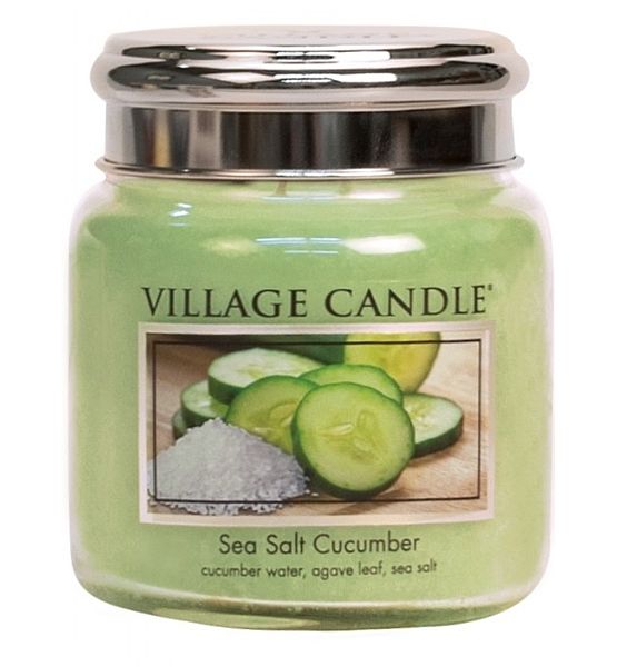 Village Candle Vonná svíčka ve skle Mořská Svěžest - Sea Salt Cucumber střední - 390g/105 hodin