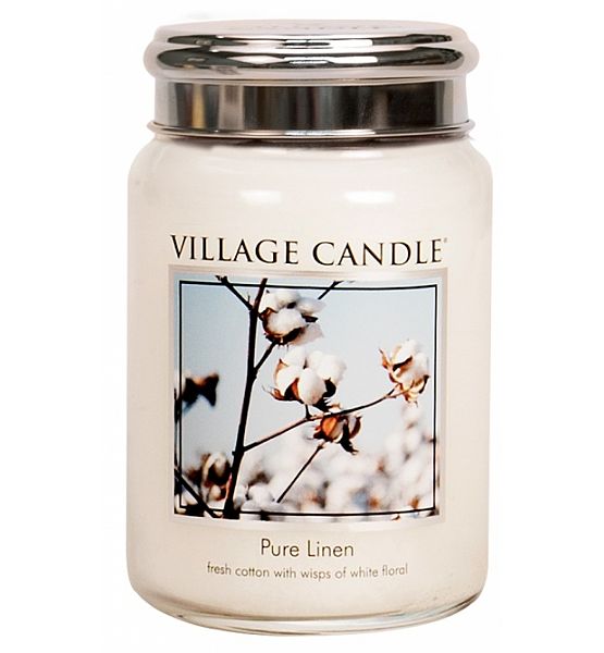 Village Candle Vonná svíčka ve skle, Čisté prádlo - Pure Linen velká - 602g/170 hodin