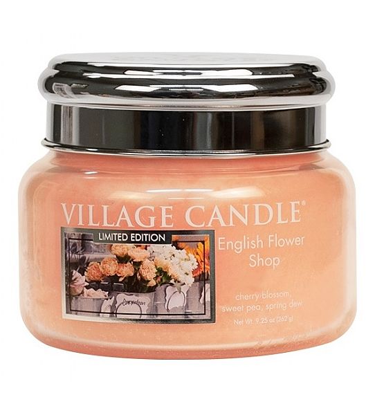 Village Candle Vonná svíčka ve skle Anglické Květiny - English Flower Shop malá - 262g/55 hodin