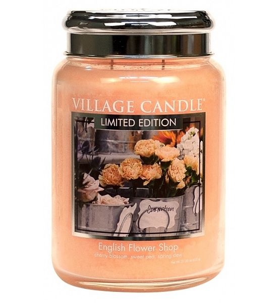Village Candle Vonná svíčka ve skle Anglické Květiny - English Flower Shop velká - 602g/170 hodin