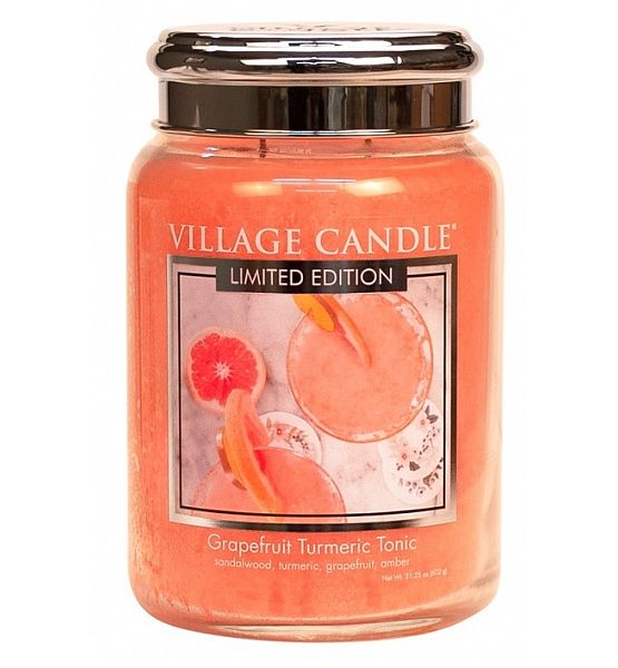 Village Candle Vonná svíčka ve skle Osvěžující Tonic-Grapefruit Turmeric Tonic velká - 602g/170 hodin