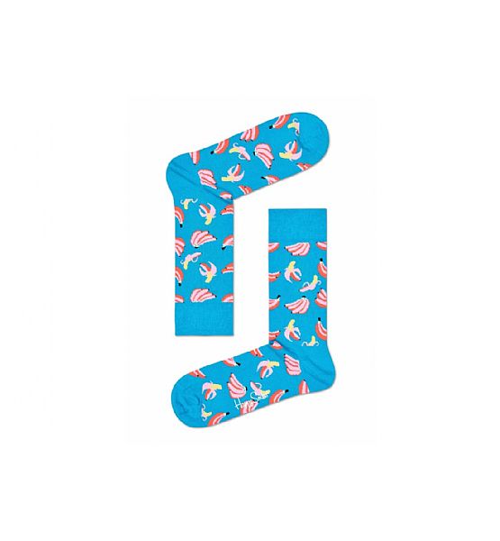 Modré ponožky Happy Socks s růžovými banány, M-L (41-46)