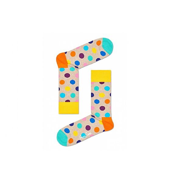 Béžové ponožky Happy Socks s barevnými puntíky S-M (36-40)