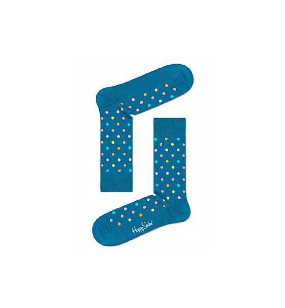 Modré ponožky Happy Socks s barevnými puntíky, M-L (41-46)