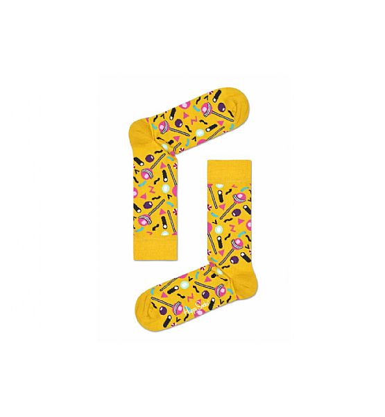 Žluté ponožky Happy Socks s barevnými lízátky, M-L (41-46)