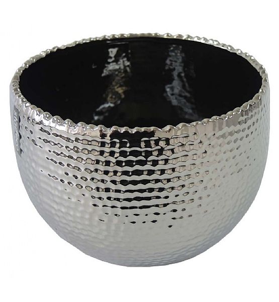 Květináč Stardeco keramika stříbrný 19x23,5 cm