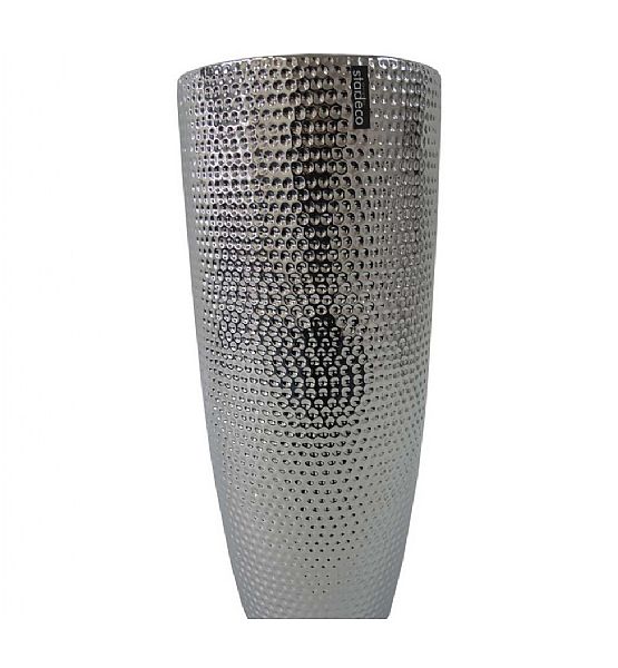Váza Stardeco keramika stříbrná 39,5x15,5 cm
