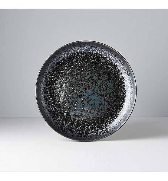 Black Pearl hluboký talíř s vysokým okrajem Made in Japan, průměr 22 cm, výška 4,5 cm, keramika, handmade